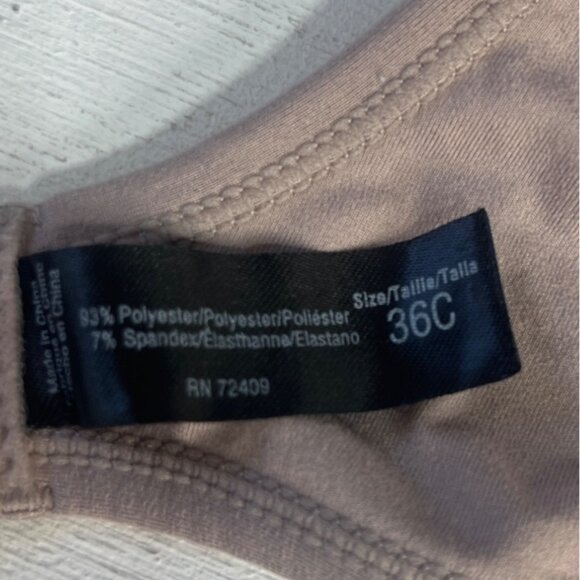 Lightly Lined Tshirt Bra Womens 36C Beige Wireless Adjustable Straps - Picture 6 of 7